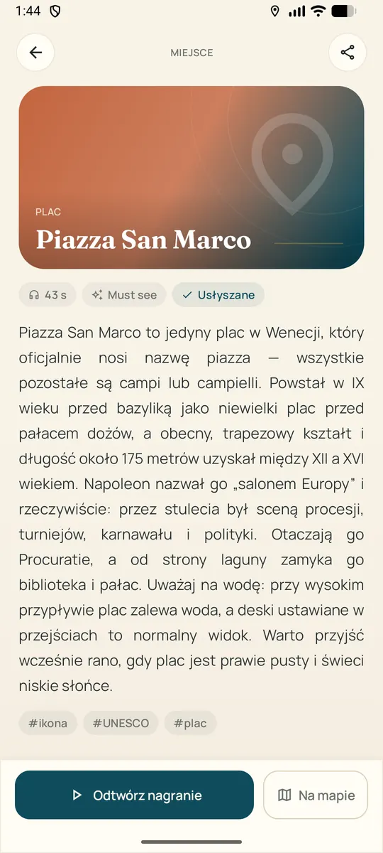 Szczegóły placu Piazza San Marco